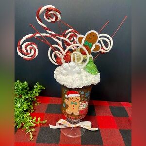 Hand Crafted Faux Whipped Topping Festive Gingerbread Mug